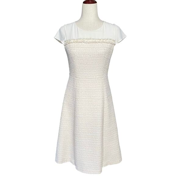 Anayi Japanese Luxury Tweed A Line Fit Flare Dress 38 (M?) Old Money Classic - Picture 1 of 13